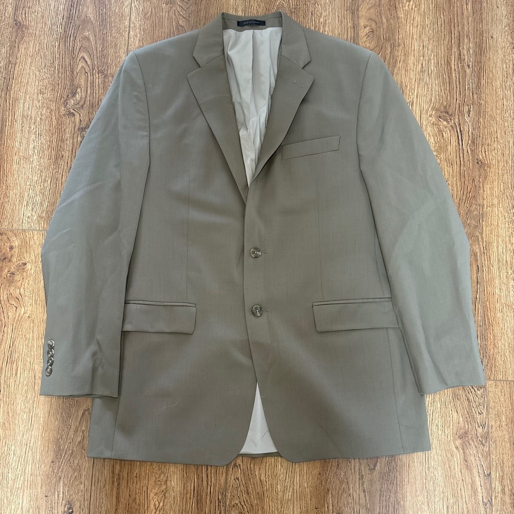Lauren Ralph Lauren Mens 42L‎ 100% Wool Blazer Taupe Brown Made in Canada